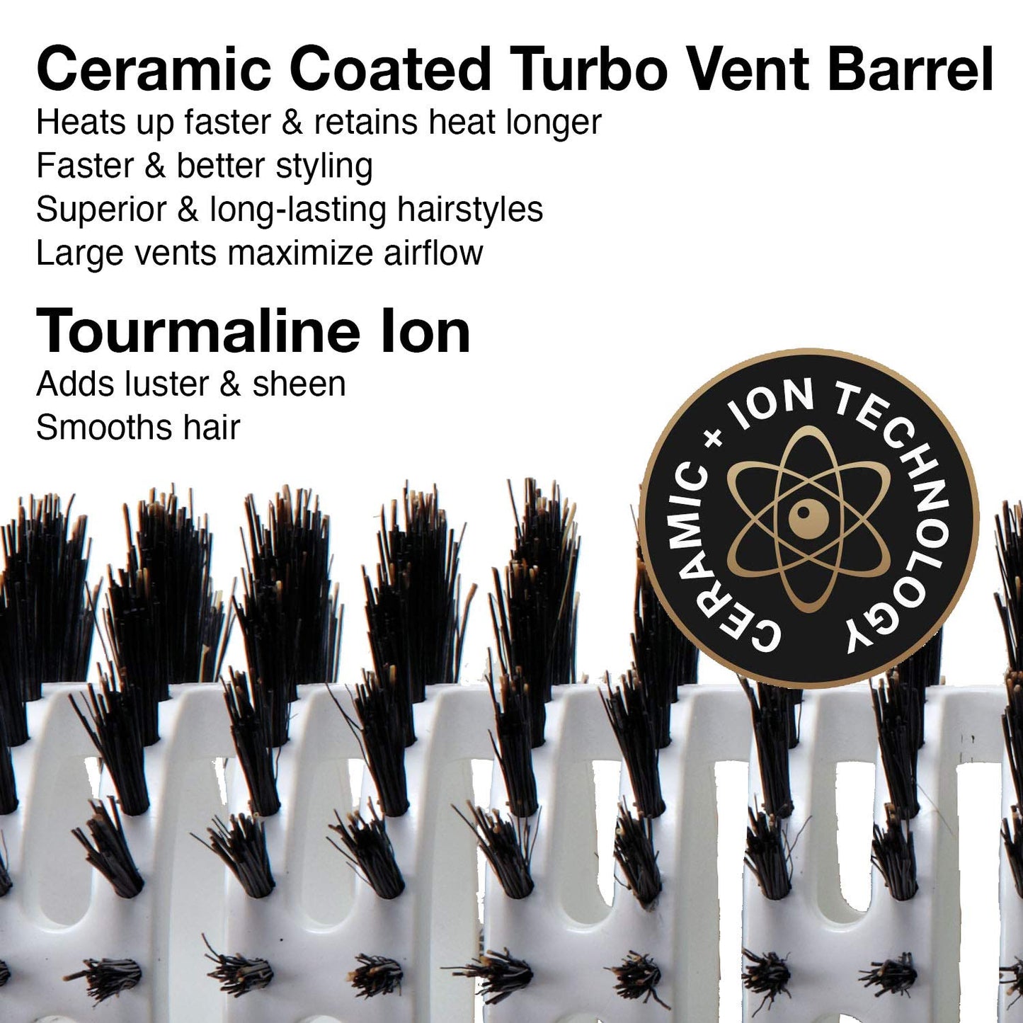 Ceramic + ion Pro Vent 100% Boar 3.25'' 陶瓷離子專業通風豬鬃梳 (CITV-BR45)